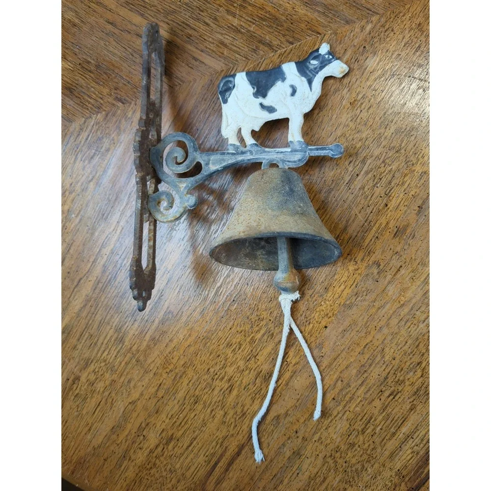 Cast‎ Iron Cow Scrolls Dinner Bell Wall Mounted Farmhouse Ranch Rustic Decor